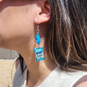 Candy Pop Blue M&M's Dangle Earrings‎ Chocolate Fashion Jewelry